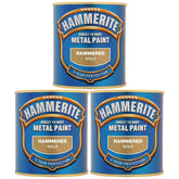 3X Hammerite Hammered Gold Paint 250ml Tin Paint
